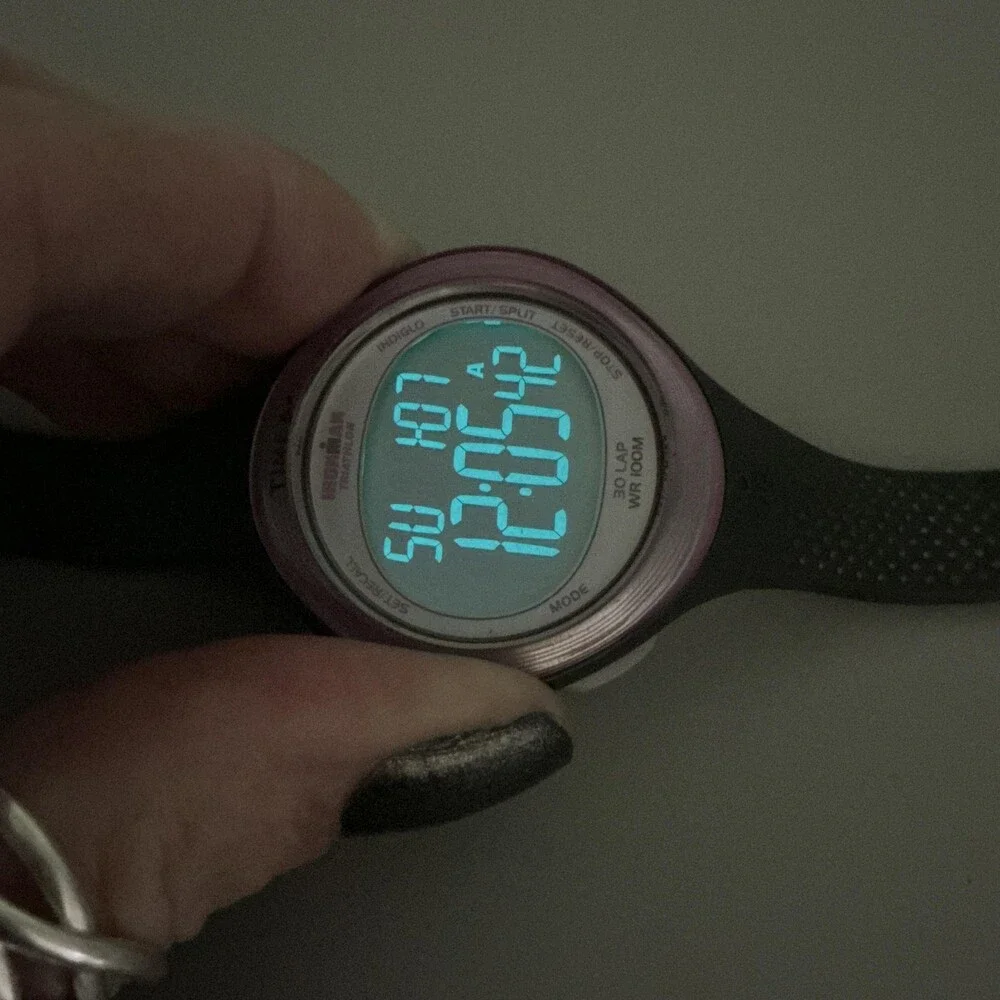 Timex Ironman Triathlon T5K600 Womens Watch 38mm Digital Black Pink New Battery
